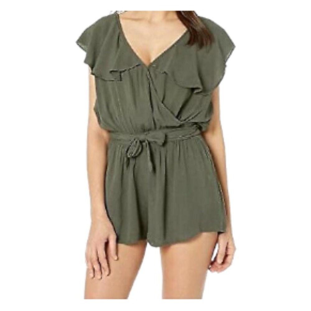 O'Neill Green Wrap Romper V-Neck Short Sleeve Lightweight Summer Beach Festival